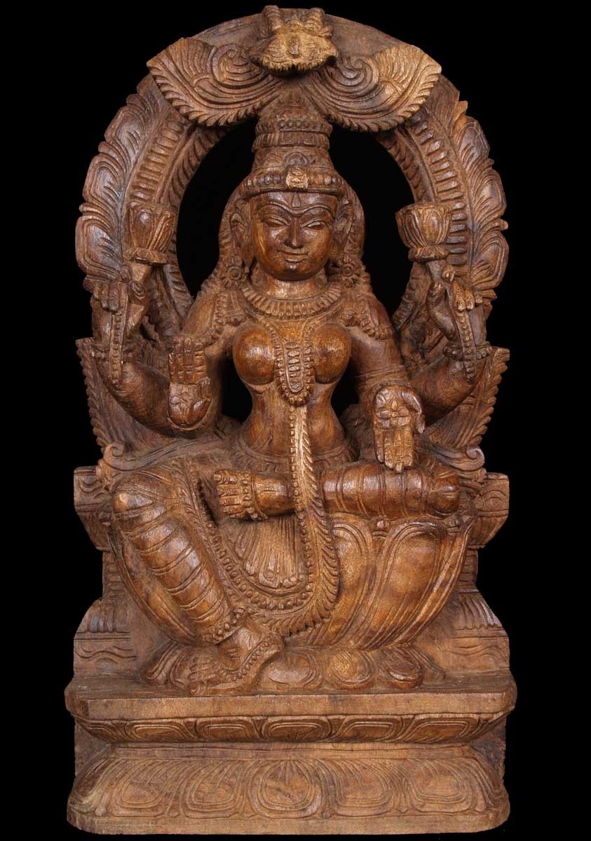 Bountiful Laxmi with 2 Lotus Flowers 18"