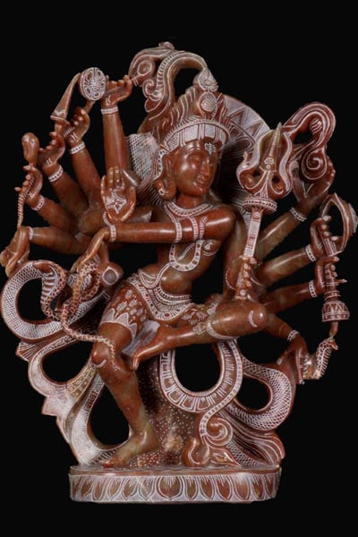 Shiva Dancing with 12 Arms Holding Weapons 13"