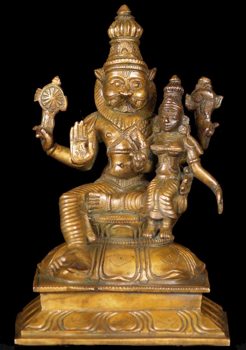 Bronze Narasimha Lakshmi Statue 6"