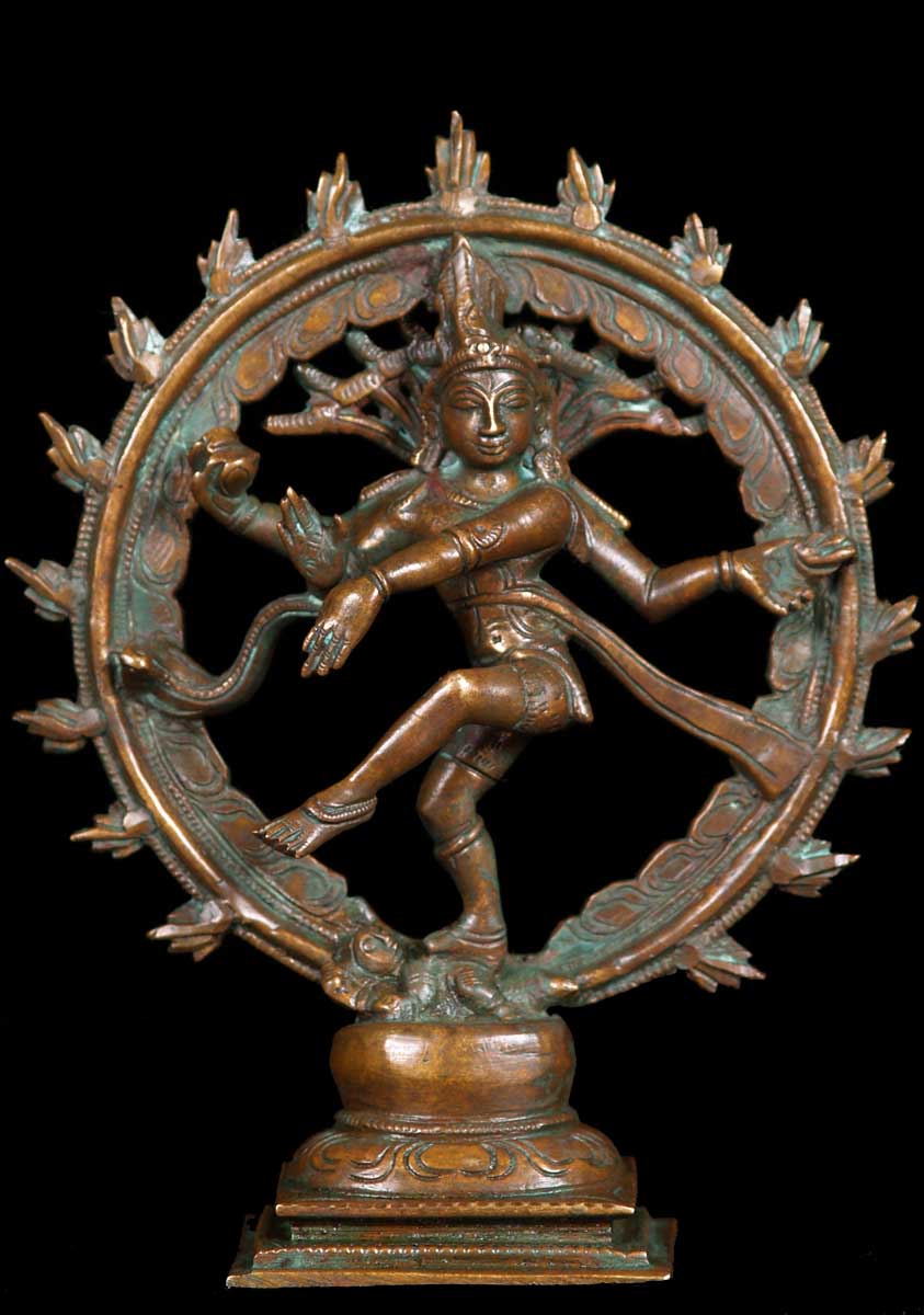 Brass Dancing Shiva as Nataraja Statue with 8 Arms Inside Golden Arch 28