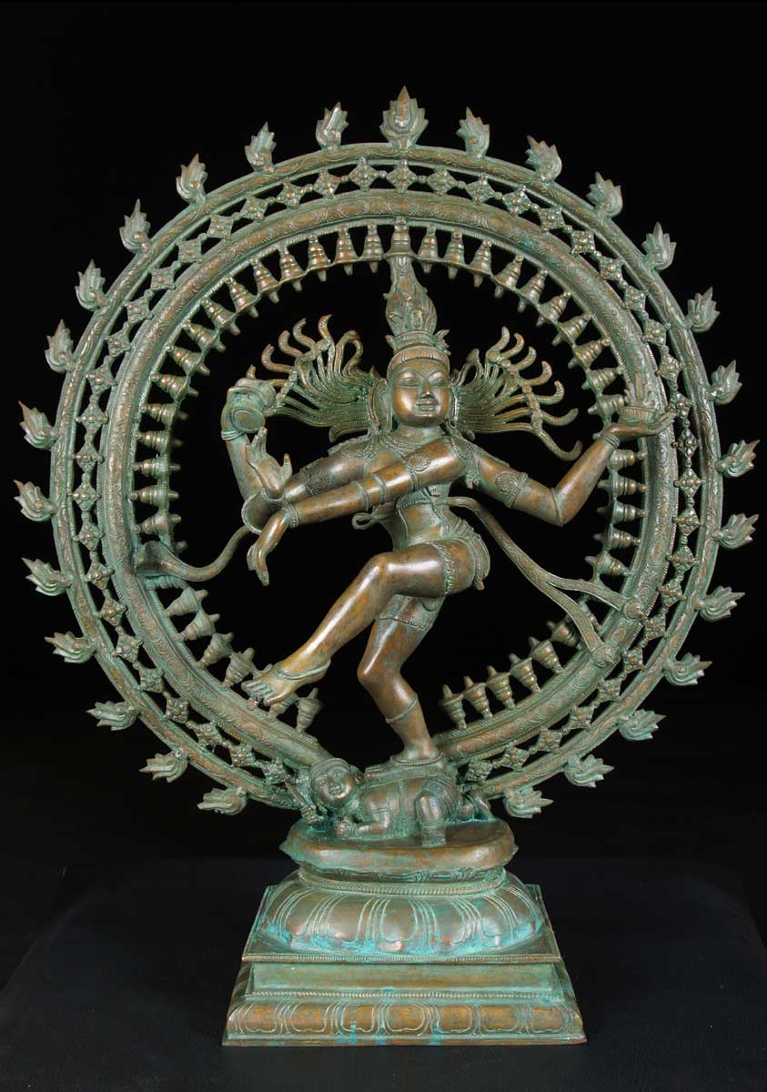 Brass Dancing Shiva as Nataraja Statue with 8 Arms Inside Golden Arch 28