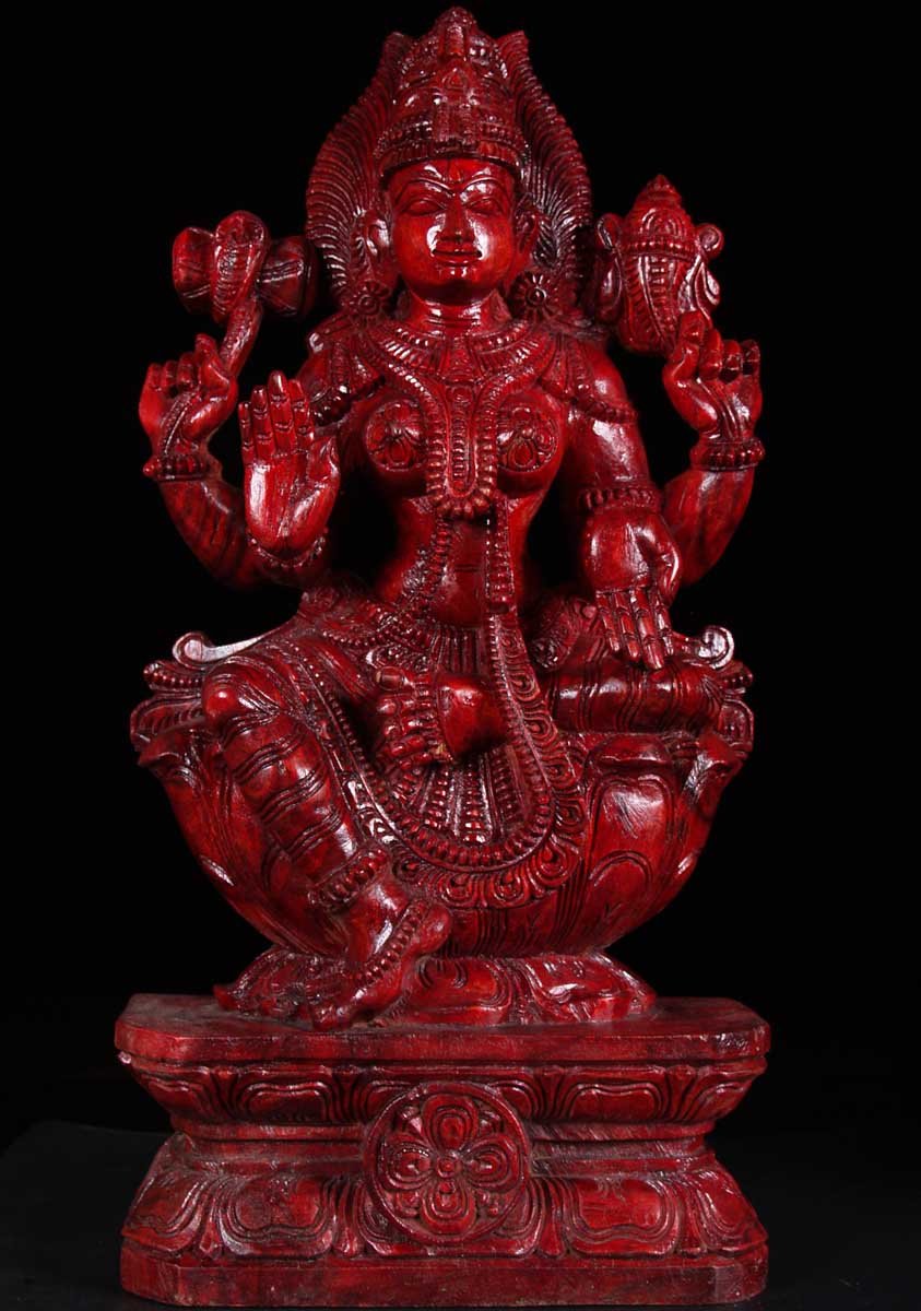 Red Shakti Wood Statue 24"