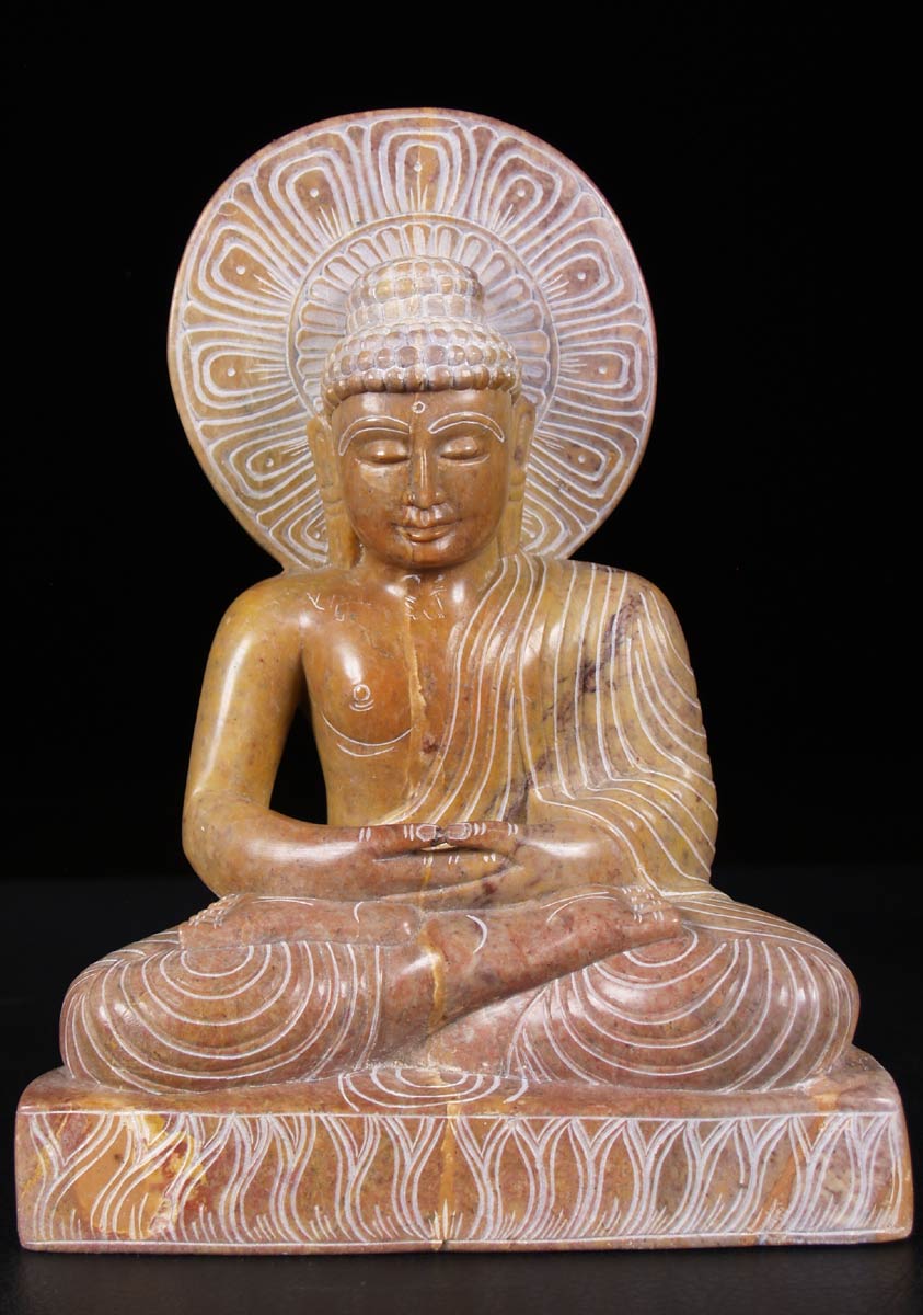 Meditating Marble Buddha Statue 9"