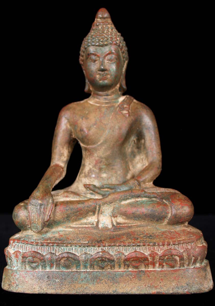 Brass Buddha Statue with Beautiful Patina 7.5"