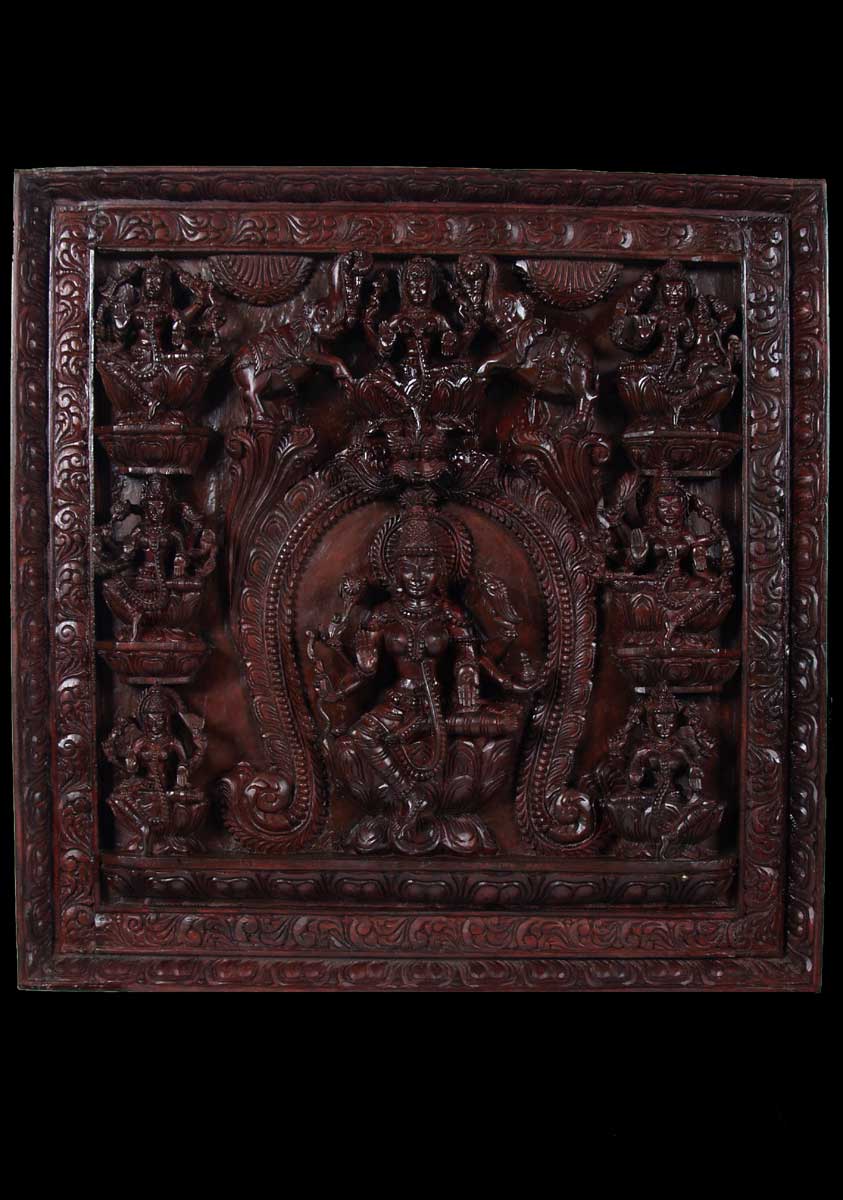 Ashtalakshmi, 8 Lakshmi Square Wood Wall Panel 30"