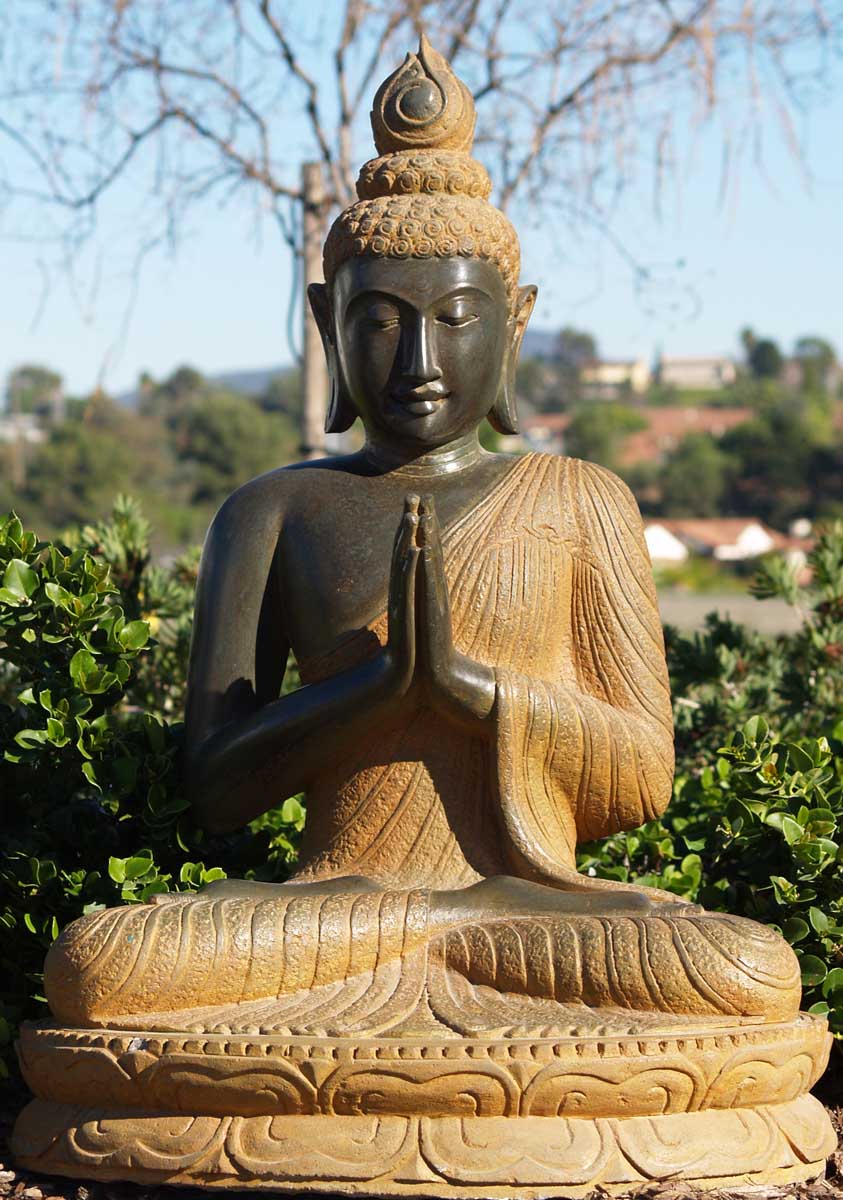 SOLD Buddha Statue Wearing Saffron Robes 36