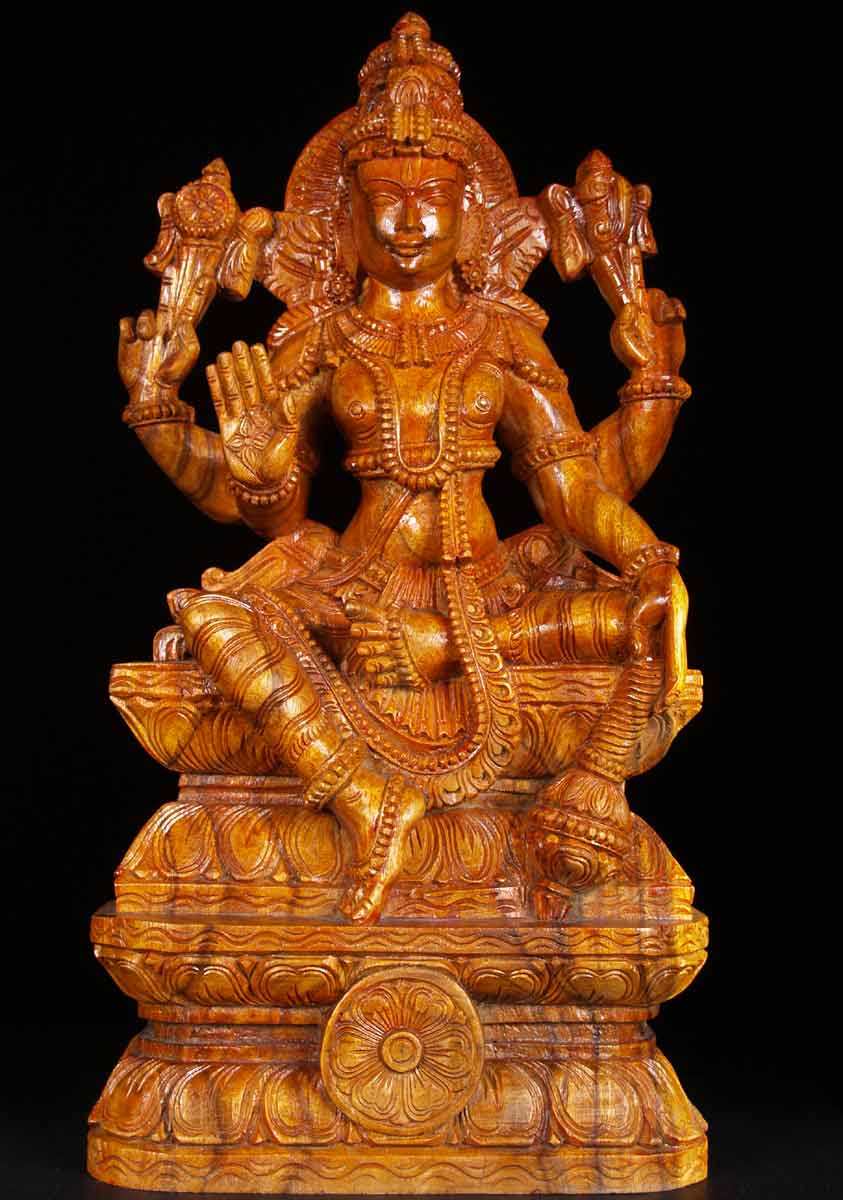 Wooden Lord Vishnu Statue 24"