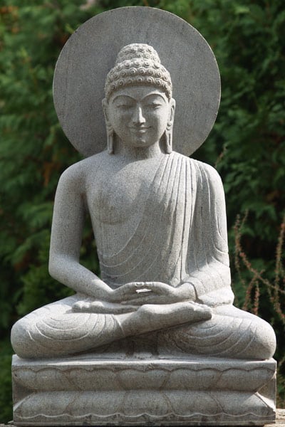 Granite Buddha Statue with Halo 35.5"