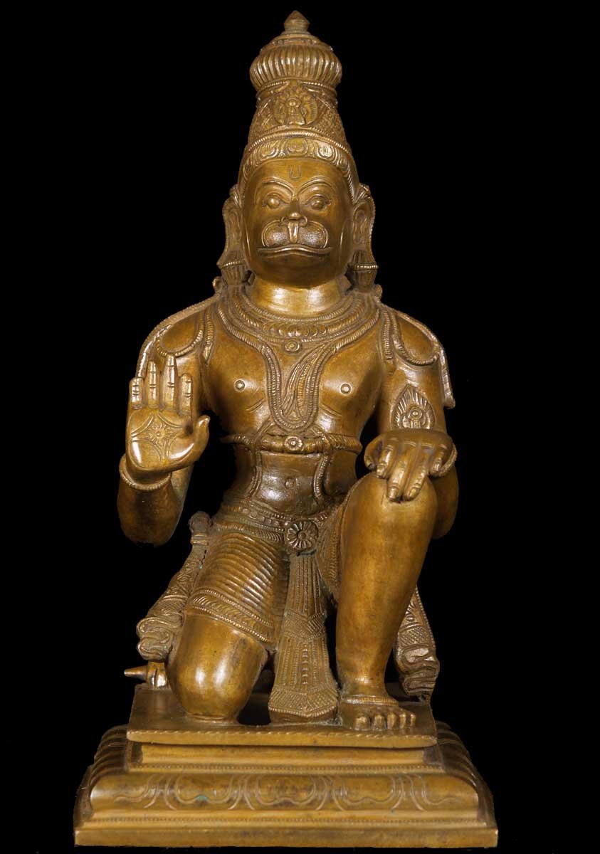 Bronze Kneeling Hanuman Statue 12"