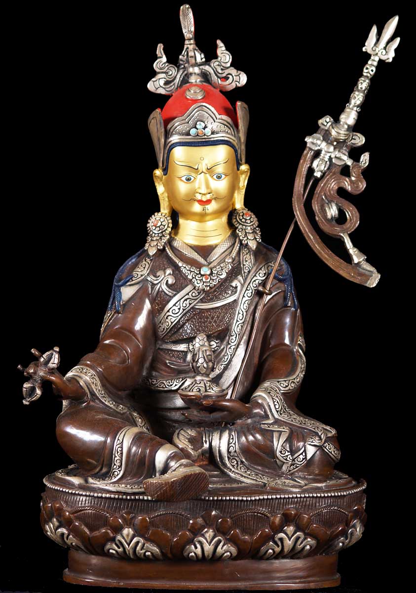 SOLD Copper Padmasambhava Statue 15" (#61ns4): Hindu Gods & Buddha Statues