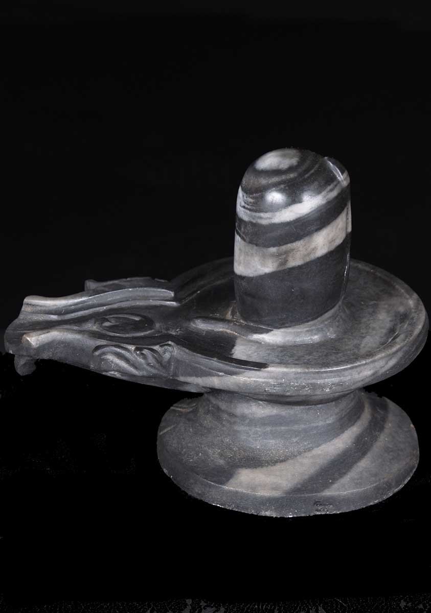 Siva Lingam with White Veins 12"