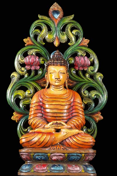 Meditating Wood Buddha Statue 25"