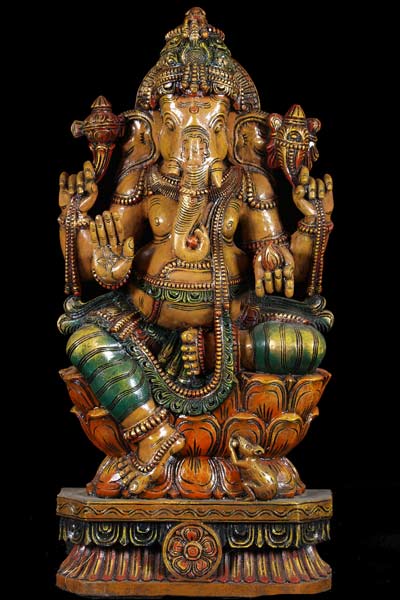 The Remover of Obstacles, Lord Ganesh Wood Sculpture 37"